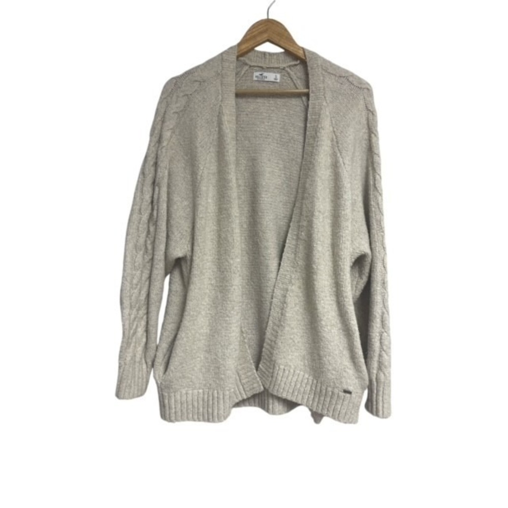 Hollister Sweater Womens S Beige Cardigan Open Front Y2K Fuzzy Cozy Casual